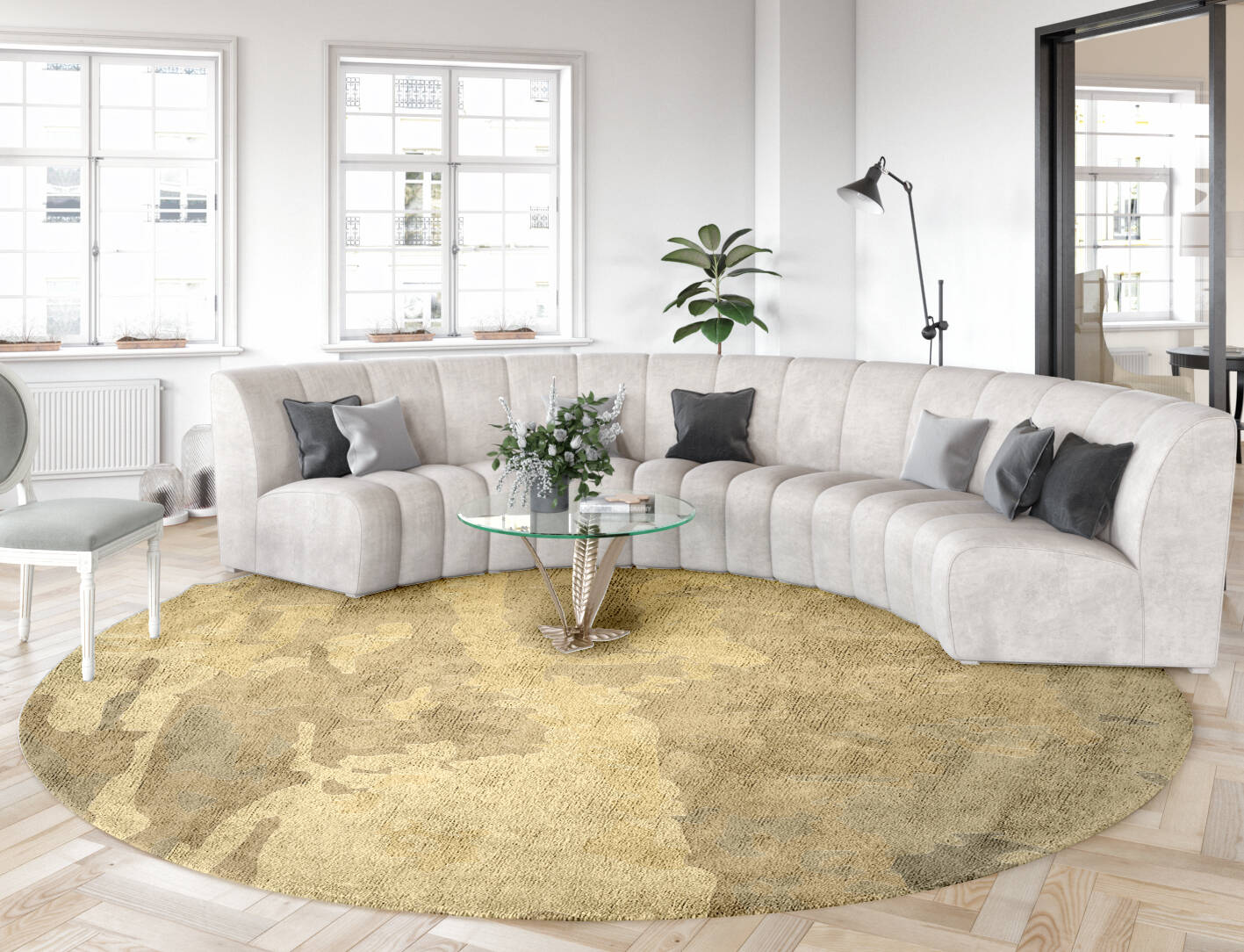 Bedford Gradation Round Hand Tufted Bamboo Silk Custom Rug by Rug Artisan