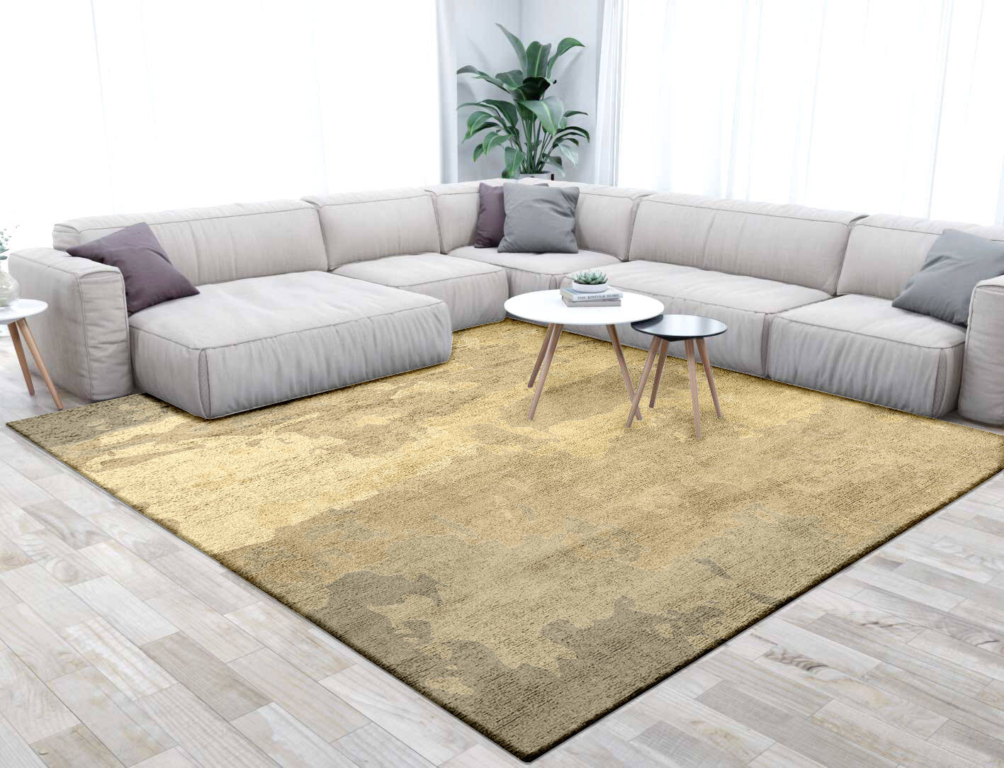 Bedford Gradation Square Hand Tufted Bamboo Silk Custom Rug by Rug Artisan