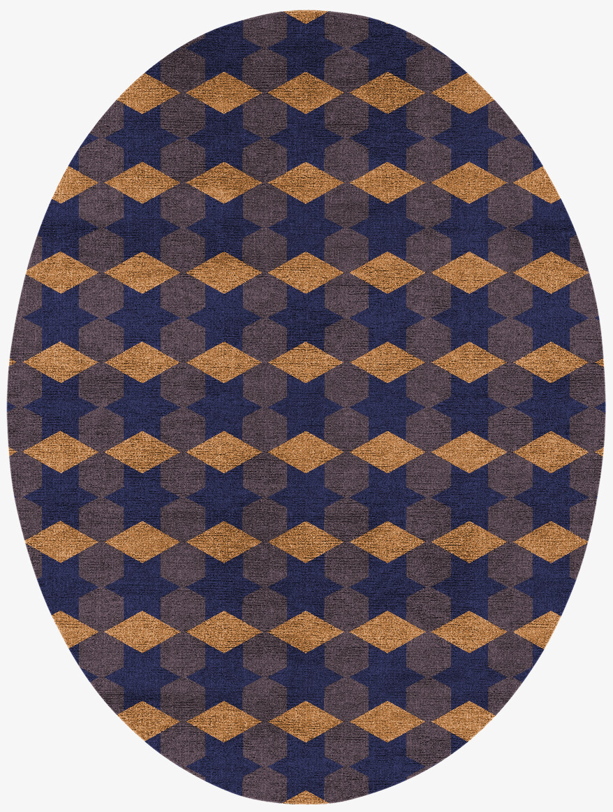 Bedrock Geometric Oval Flatweave Bamboo Silk Custom Rug by Rug Artisan