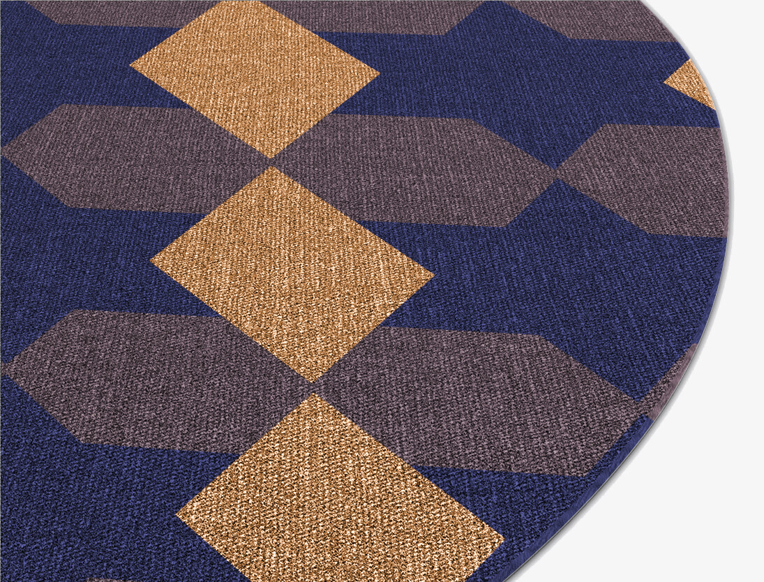 Bedrock Geometric Round Flatweave New Zealand Wool Custom Rug by Rug Artisan