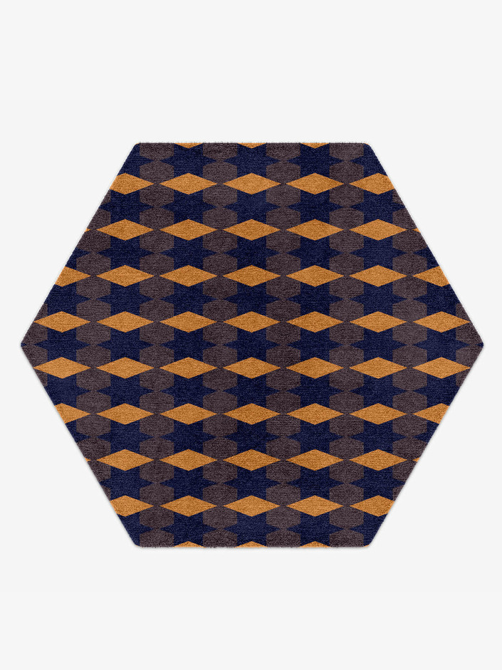 Bedrock Geometric Hexagon Hand Knotted Tibetan Wool Custom Rug by Rug Artisan