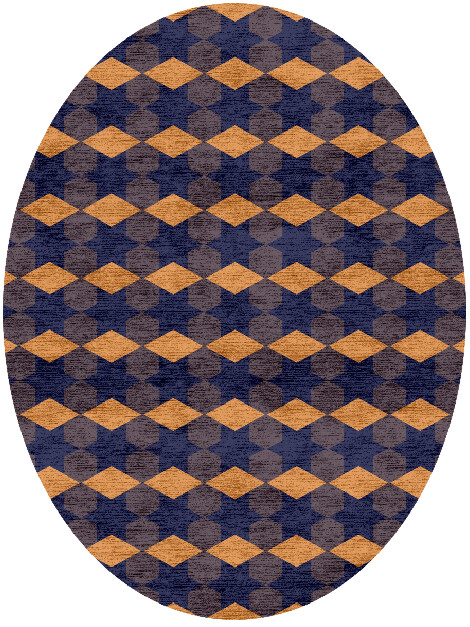 Bedrock Geometric Oval Hand Knotted Bamboo Silk Custom Rug by Rug Artisan