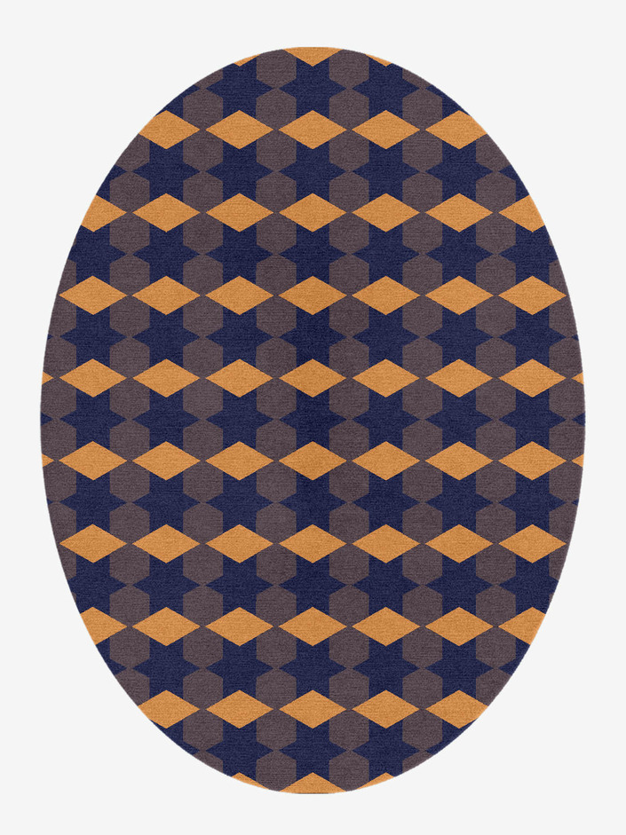 Bedrock Geometric Oval Hand Knotted Tibetan Wool Custom Rug by Rug Artisan