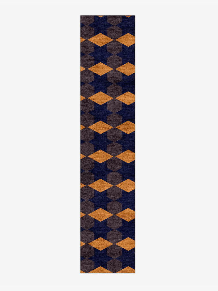 Bedrock Geometric Runner Hand Knotted Bamboo Silk Custom Rug by Rug Artisan