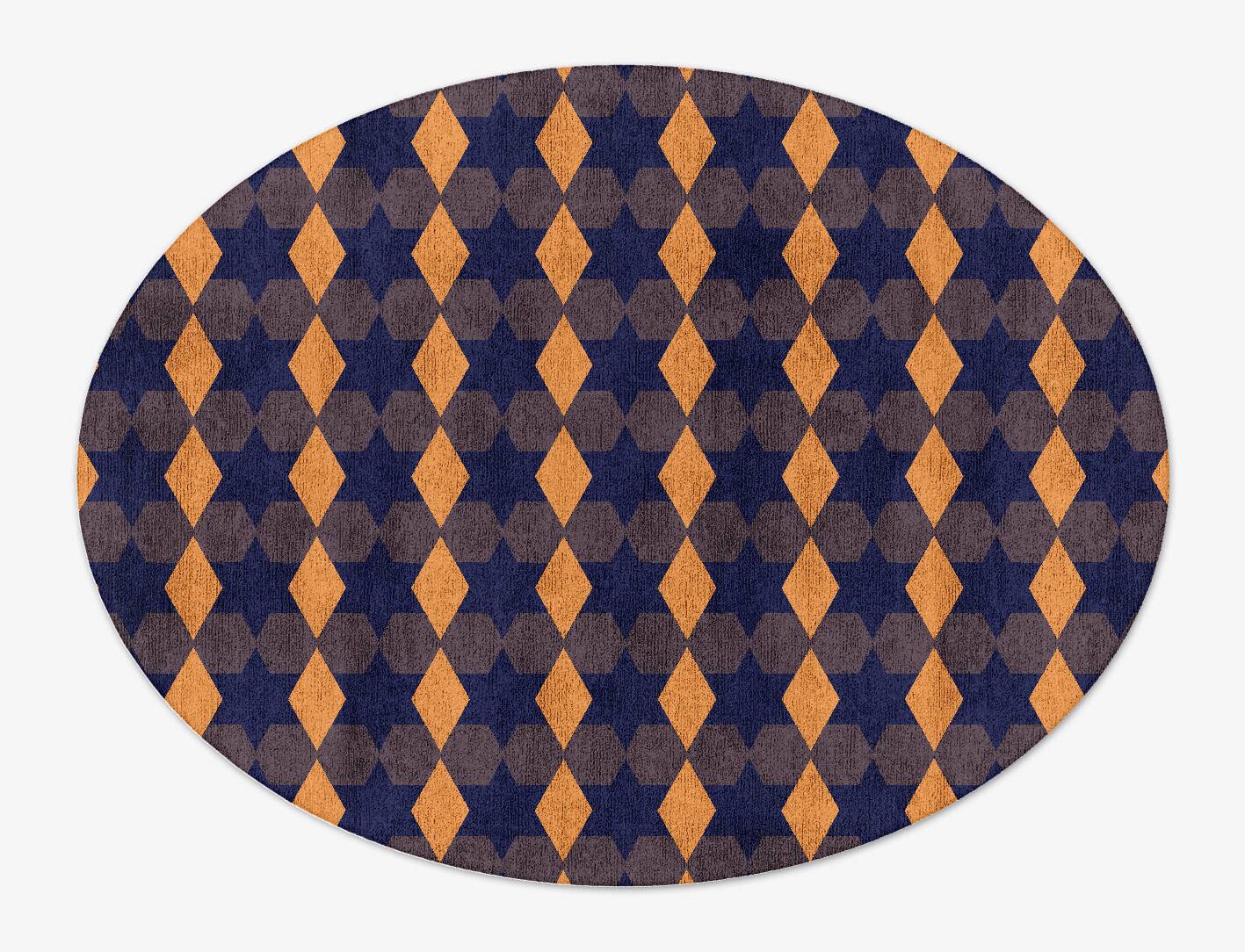 Bedrock Geometric Oval Hand Tufted Bamboo Silk Custom Rug by Rug Artisan