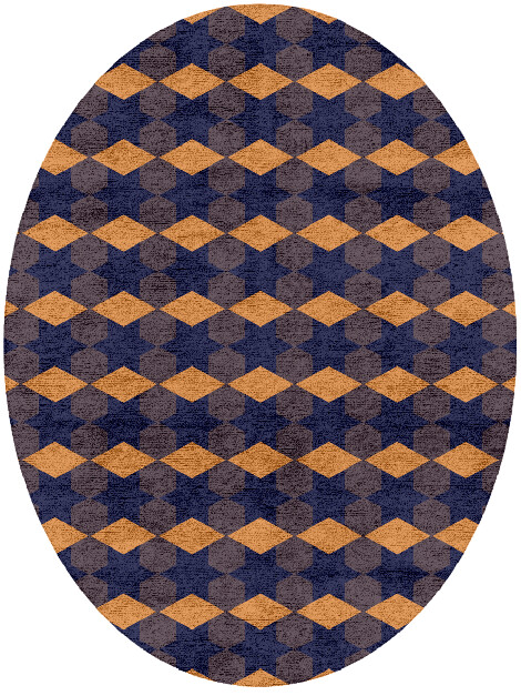 Bedrock Geometric Oval Hand Tufted Bamboo Silk Custom Rug by Rug Artisan