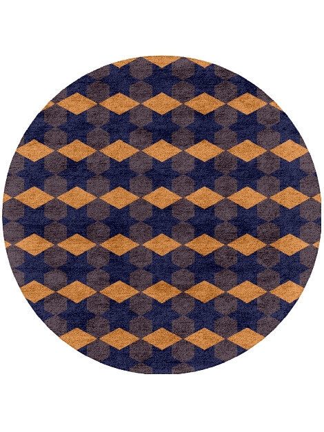 Bedrock Geometric Round Hand Tufted Bamboo Silk Custom Rug by Rug Artisan