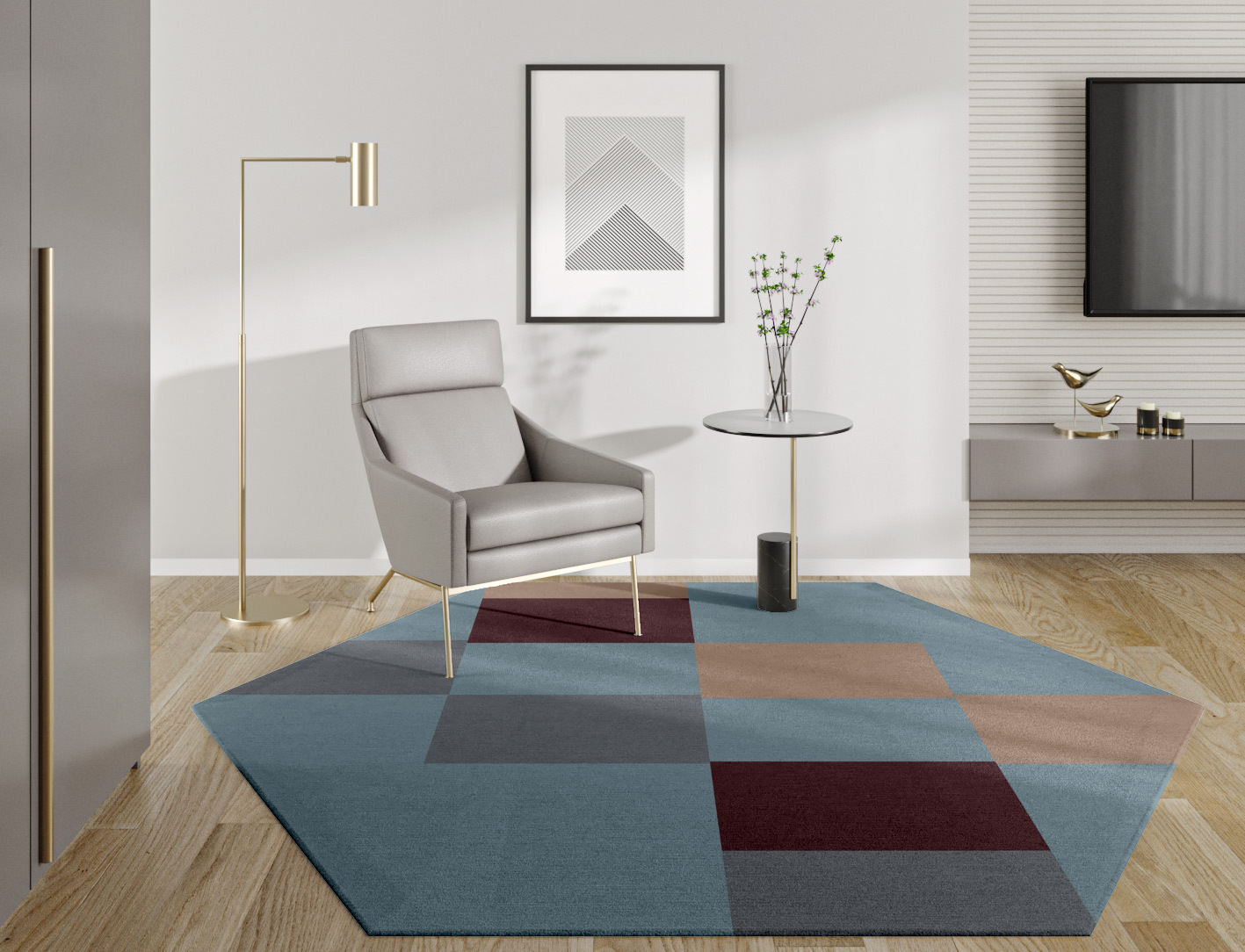 Beetle Geometric Hexagon Hand Tufted Pure Wool Custom Rug by Rug Artisan