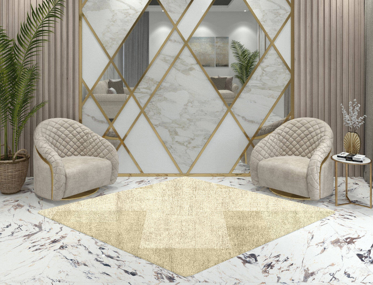 Beni  Diamond Hand Knotted Bamboo Silk Custom Rug by Rug Artisan