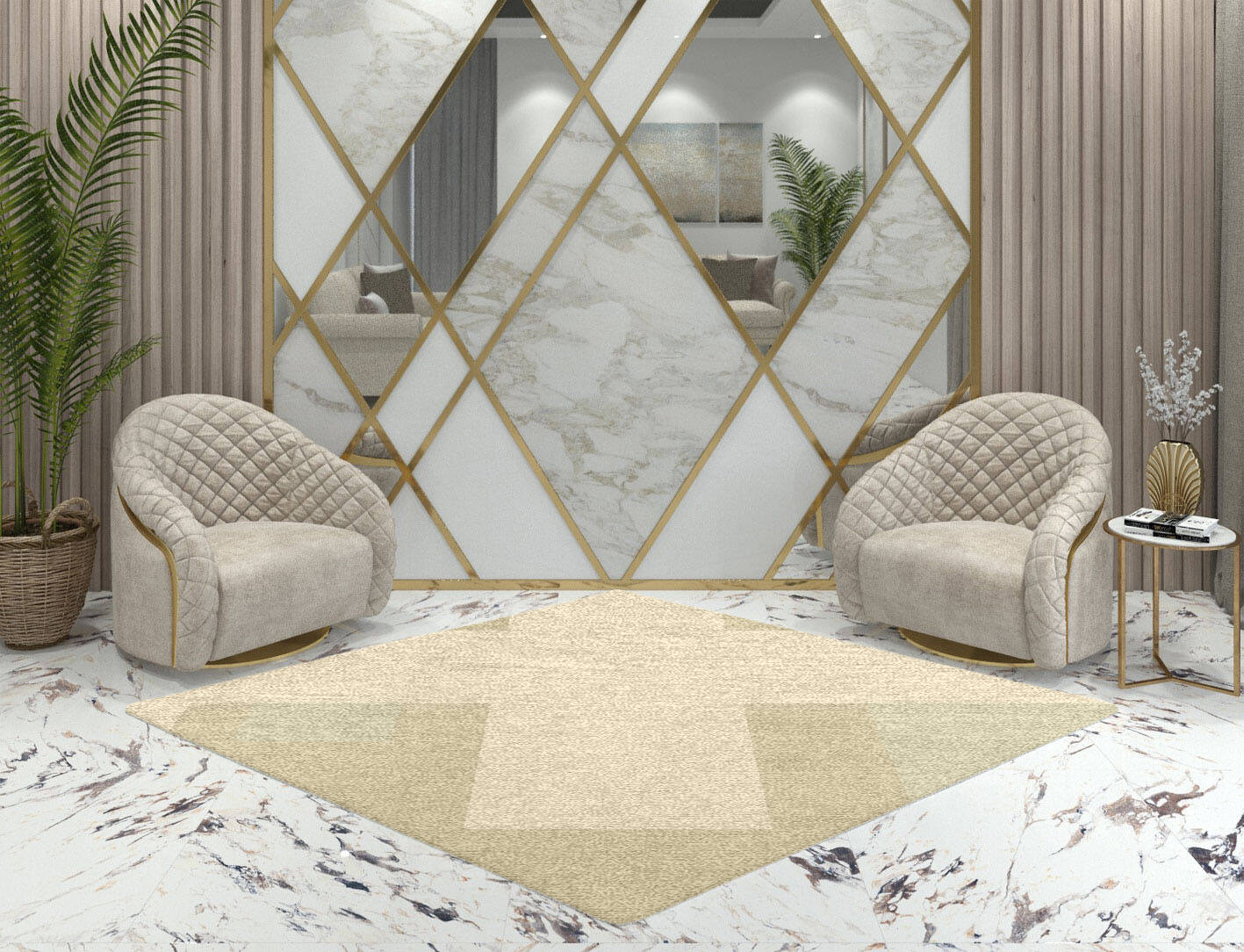 Beni  Diamond Hand Knotted Tibetan Wool Custom Rug by Rug Artisan