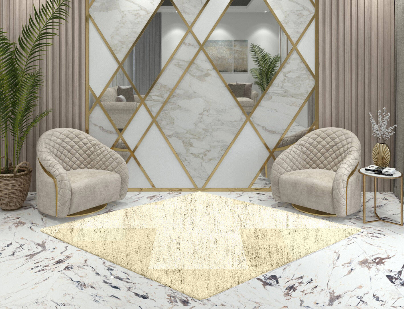 Beni  Diamond Hand Tufted Bamboo Silk Custom Rug by Rug Artisan