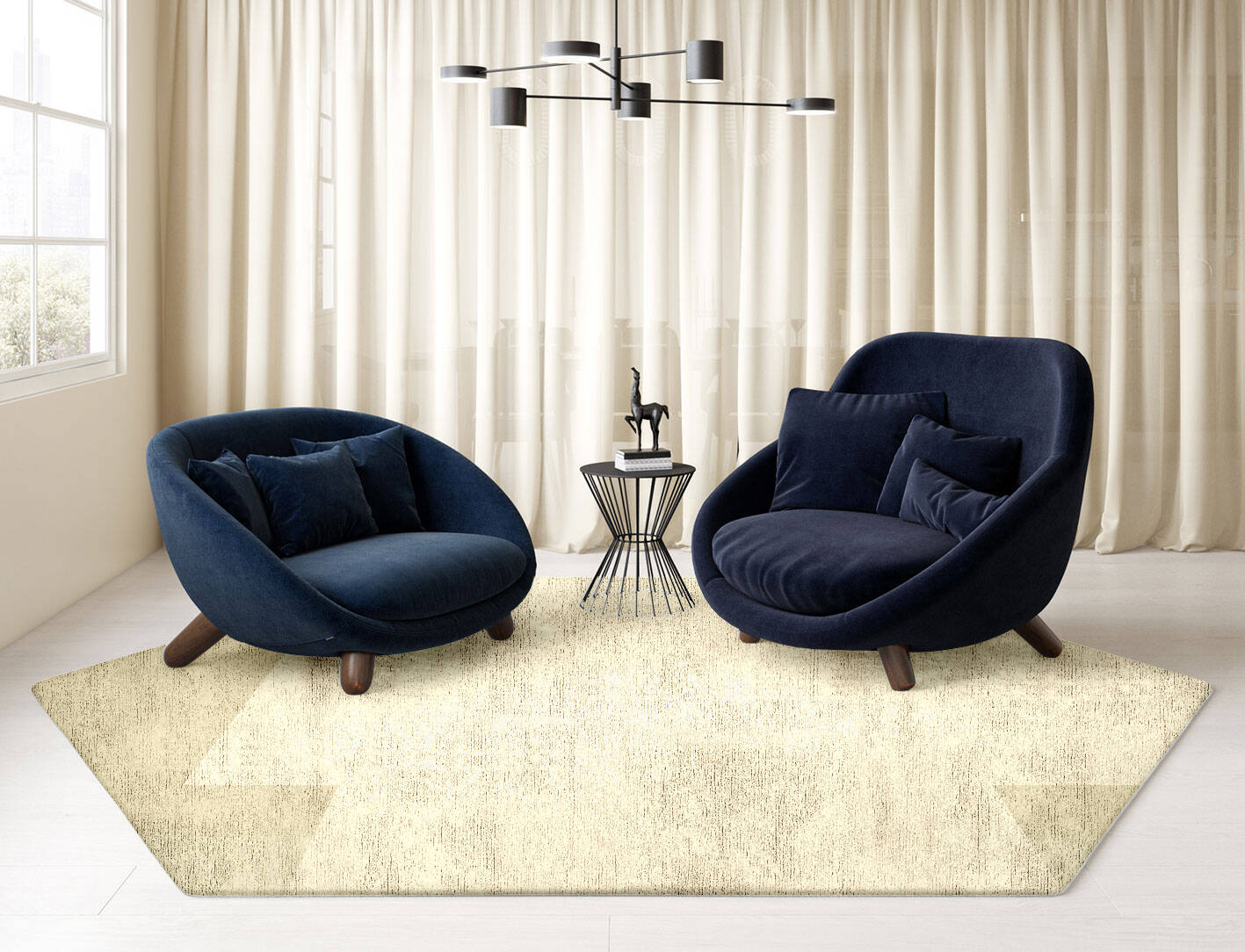 Beni  Hexagon Hand Tufted Bamboo Silk Custom Rug by Rug Artisan