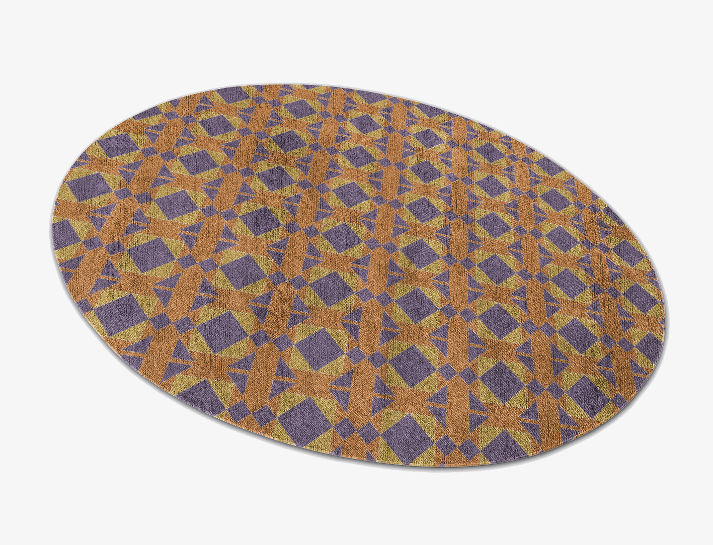 Berber Geometric Oval Flatweave Bamboo Silk Custom Rug by Rug Artisan