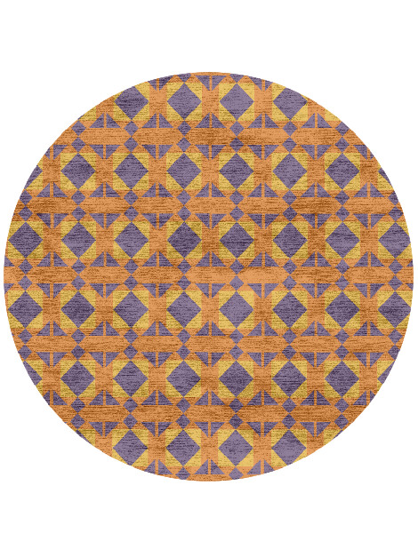 Berber Geometric Round Hand Knotted Bamboo Silk Custom Rug by Rug Artisan