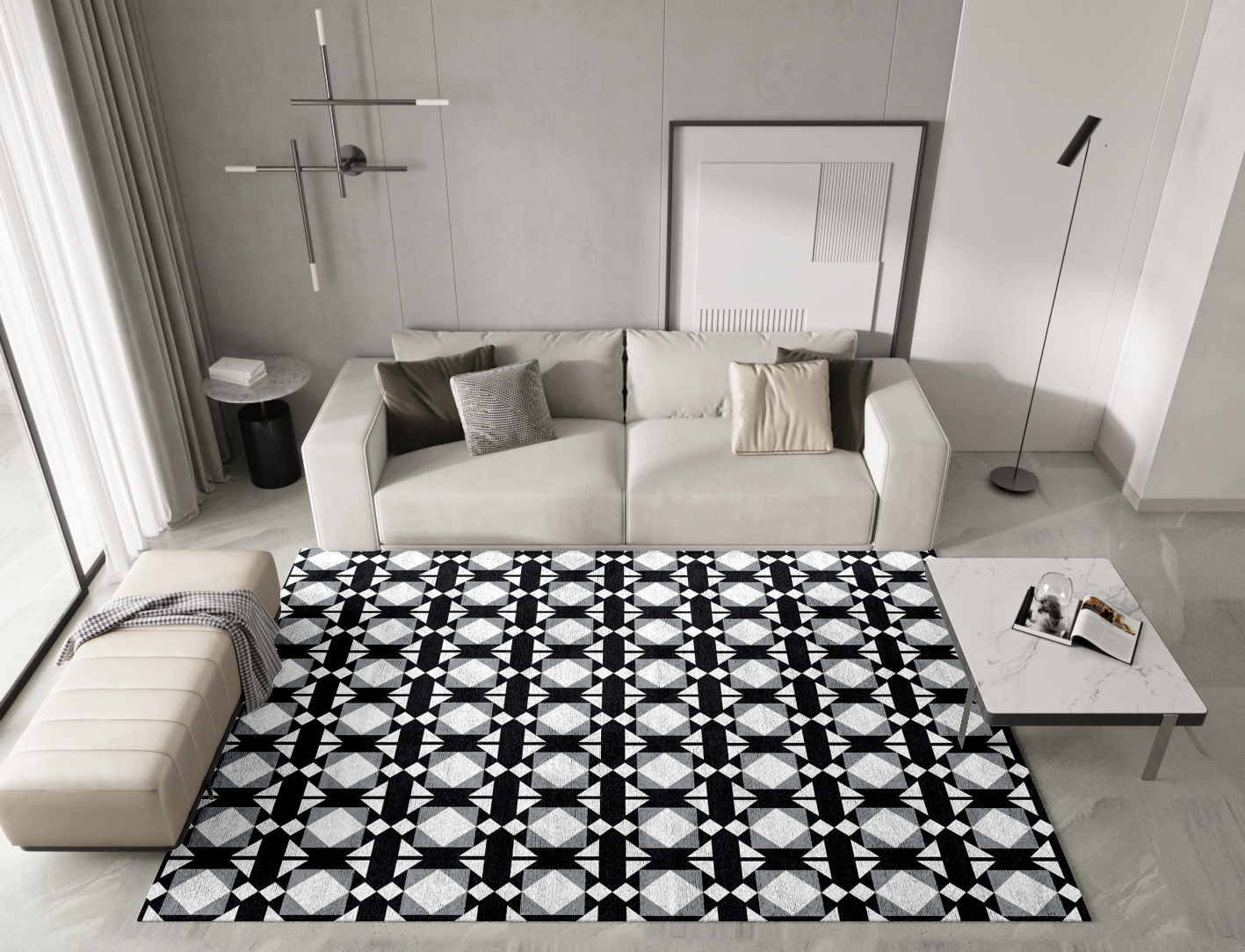 Berber White Monochrome Rectangle Hand Tufted Bamboo Silk Custom Rug by Rug Artisan