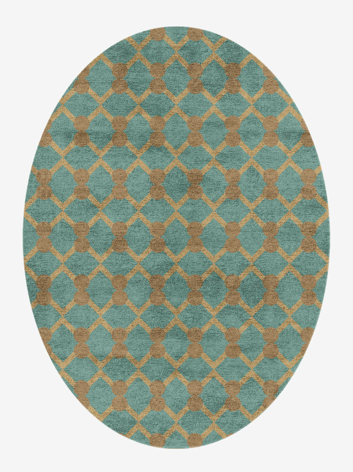 Billiard Geometric Oval Hand Knotted Bamboo Silk Custom Rug by Rug Artisan