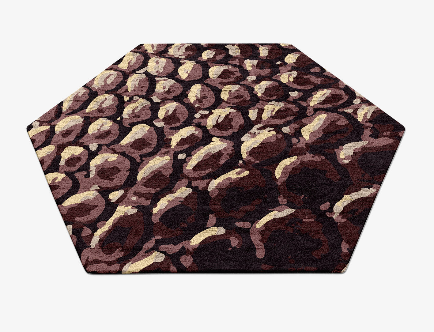 Black Adder Animal Prints Hexagon Hand Tufted Bamboo Silk Custom Rug by Rug Artisan