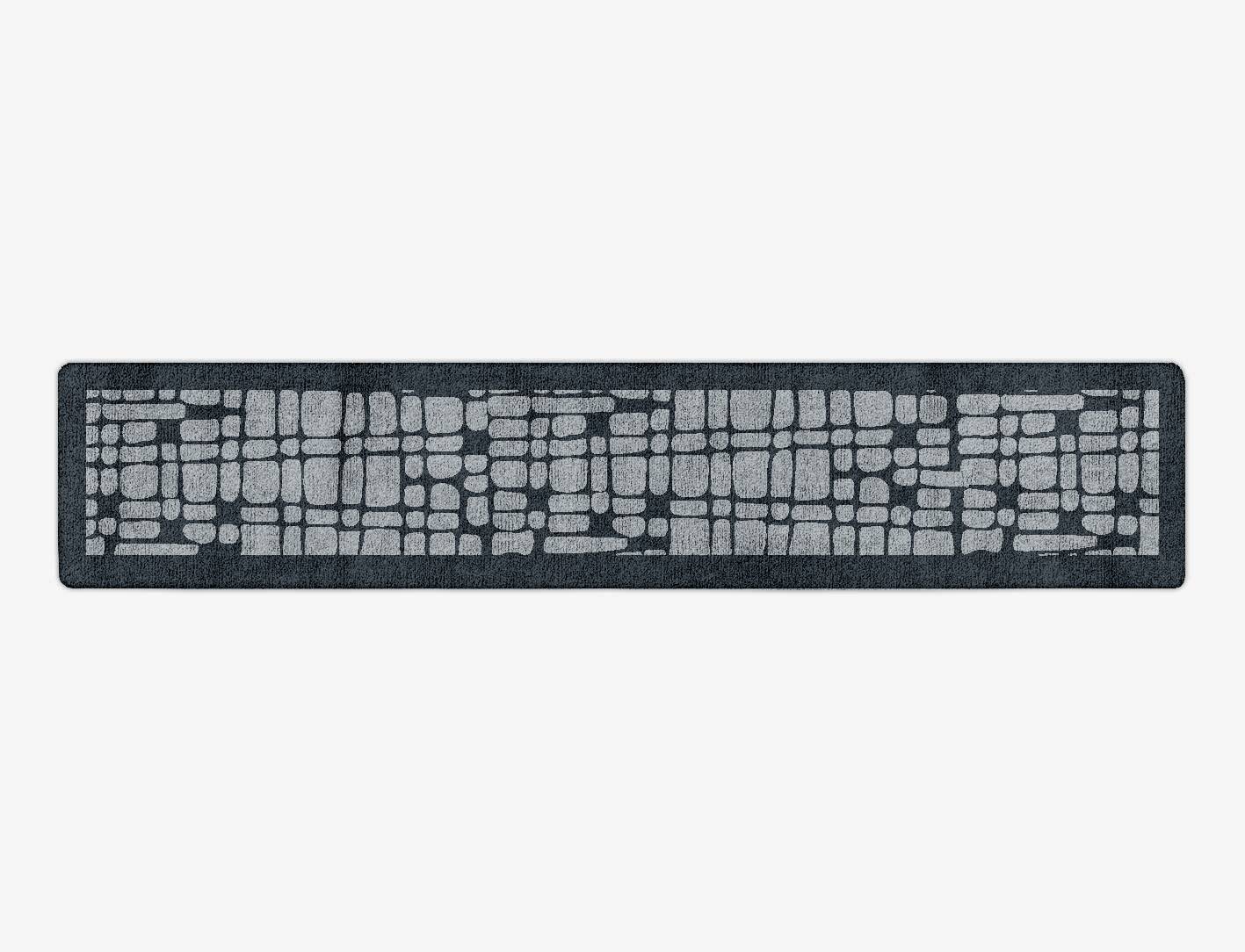 Black Beacon Monochrome Runner Hand Tufted Bamboo Silk Custom Rug by Rug Artisan