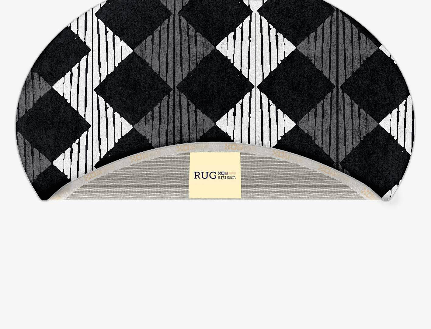 Black Diamond Monochrome Oval Hand Tufted Bamboo Silk Custom Rug by Rug Artisan