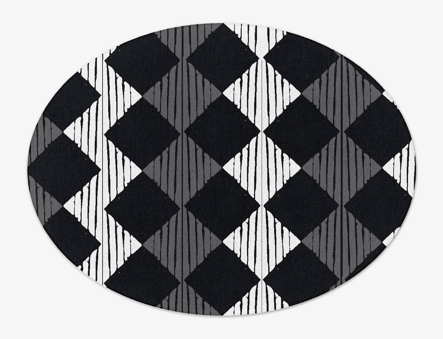 Black Diamond Monochrome Oval Hand Tufted Pure Wool Custom Rug by Rug Artisan