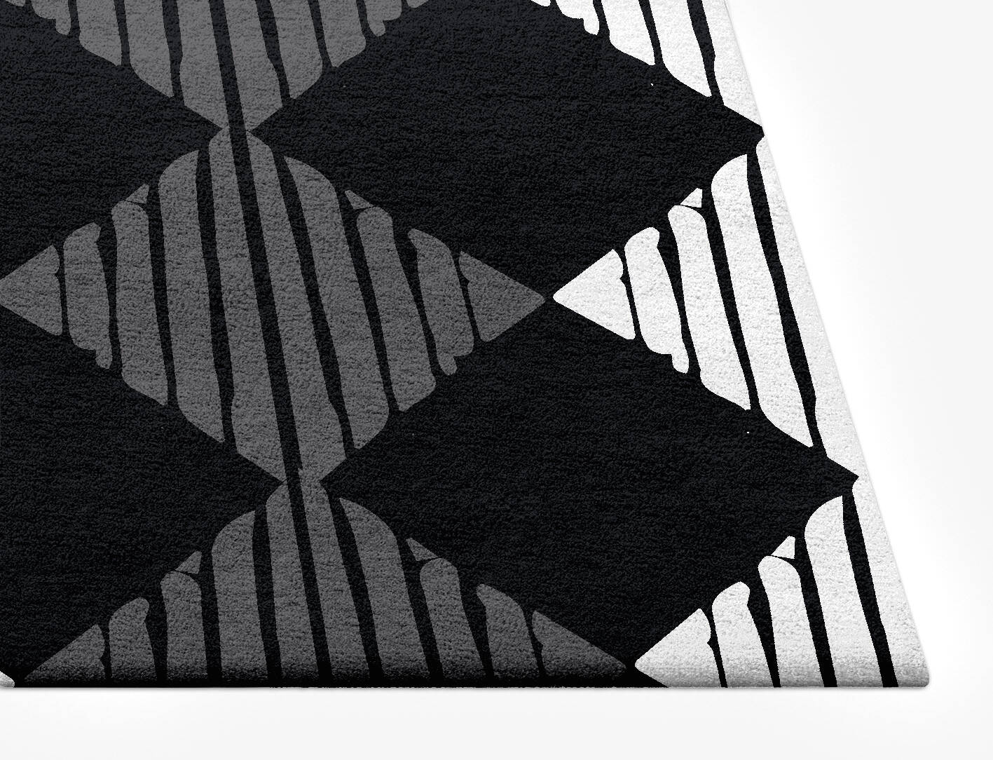 Black Diamond Monochrome Rectangle Hand Tufted Pure Wool Custom Rug by Rug Artisan