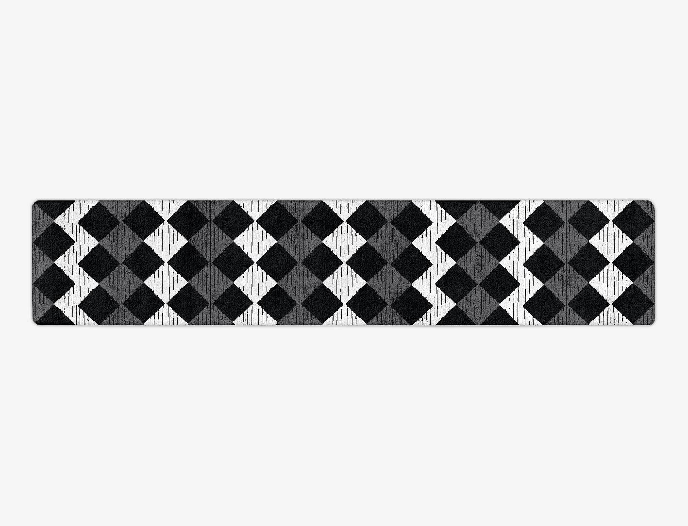 Black Diamond Monochrome Runner Hand Tufted Bamboo Silk Custom Rug by Rug Artisan