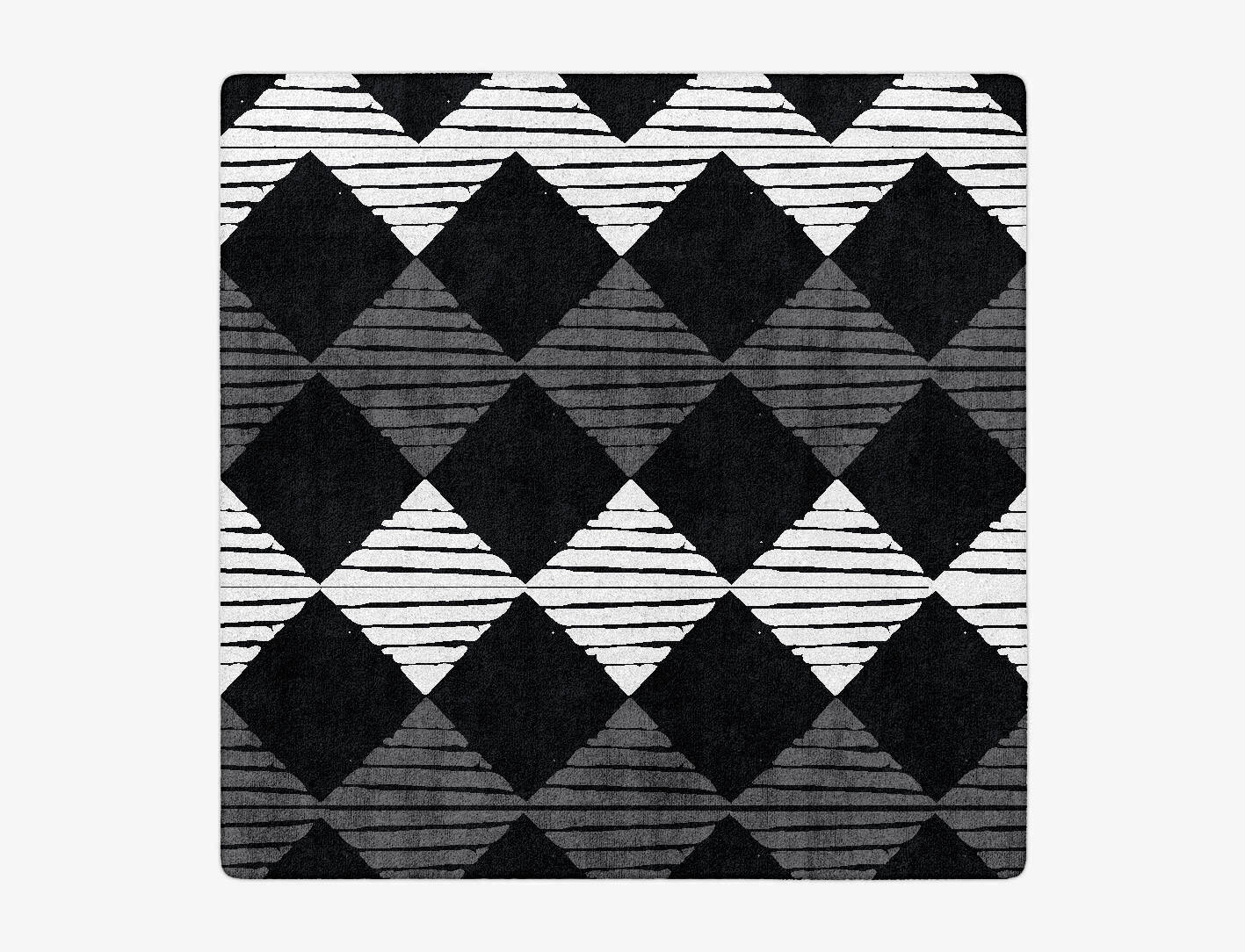Black Diamond Monochrome Square Hand Tufted Bamboo Silk Custom Rug by Rug Artisan