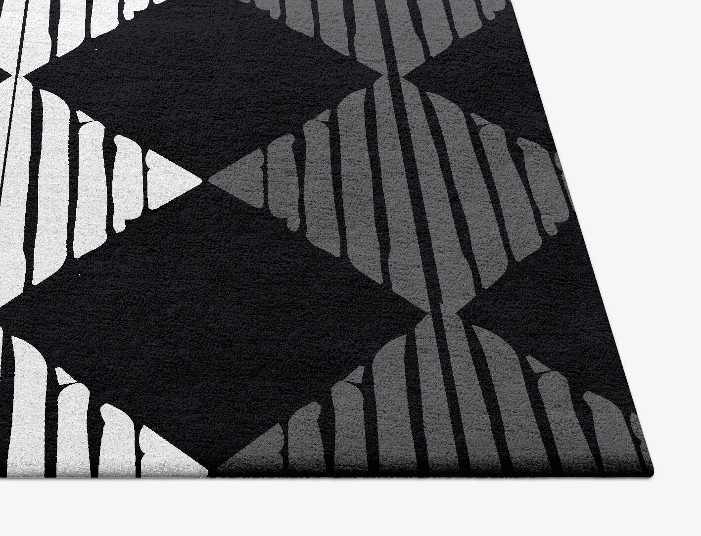 Black Diamond Monochrome Square Hand Tufted Pure Wool Custom Rug by Rug Artisan