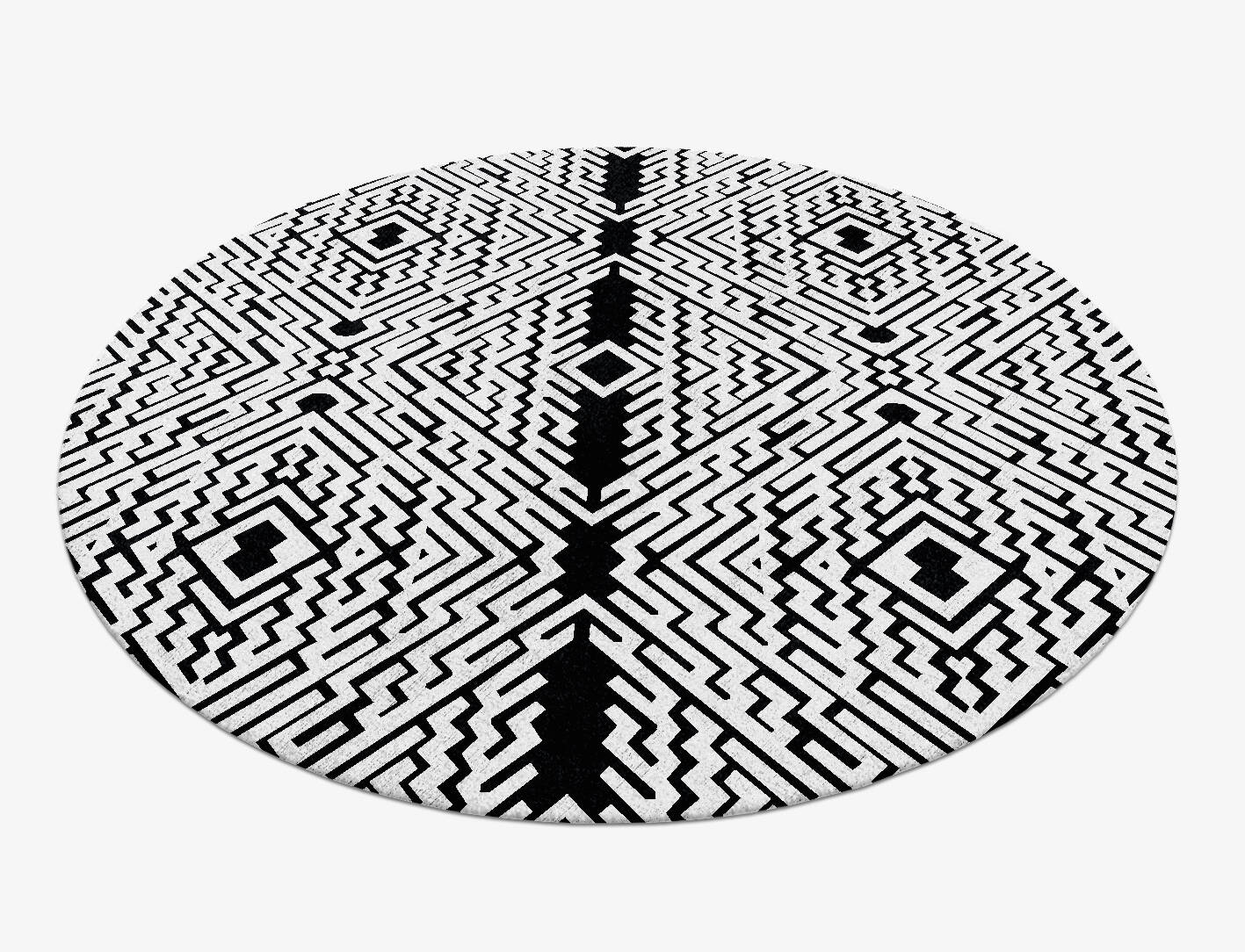 Black Dipper Monochrome Round Hand Knotted Bamboo Silk Custom Rug by Rug Artisan