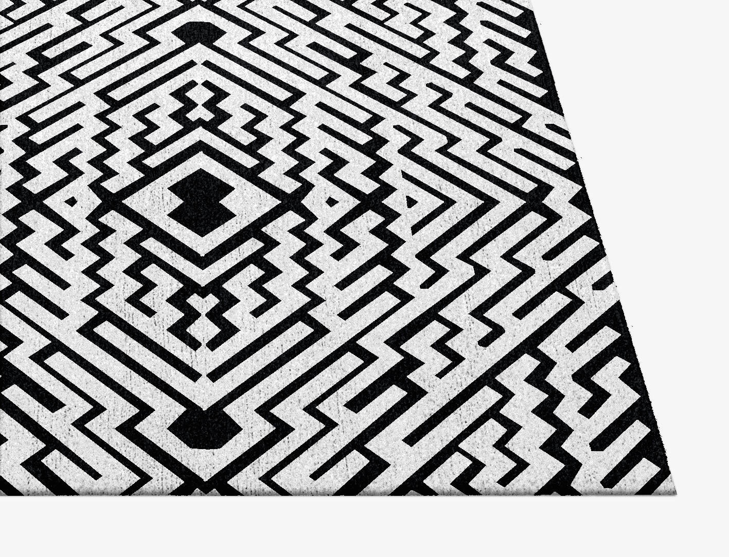 Black Dipper Monochrome Square Hand Knotted Bamboo Silk Custom Rug by Rug Artisan