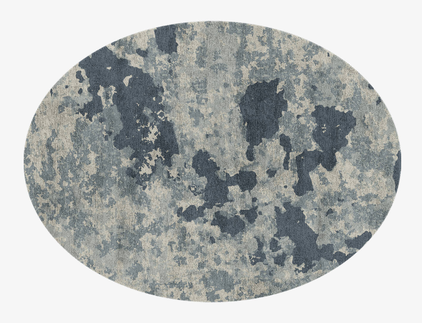 Black Hole Brush Strokes Oval Hand Knotted Bamboo Silk Custom Rug by Rug Artisan