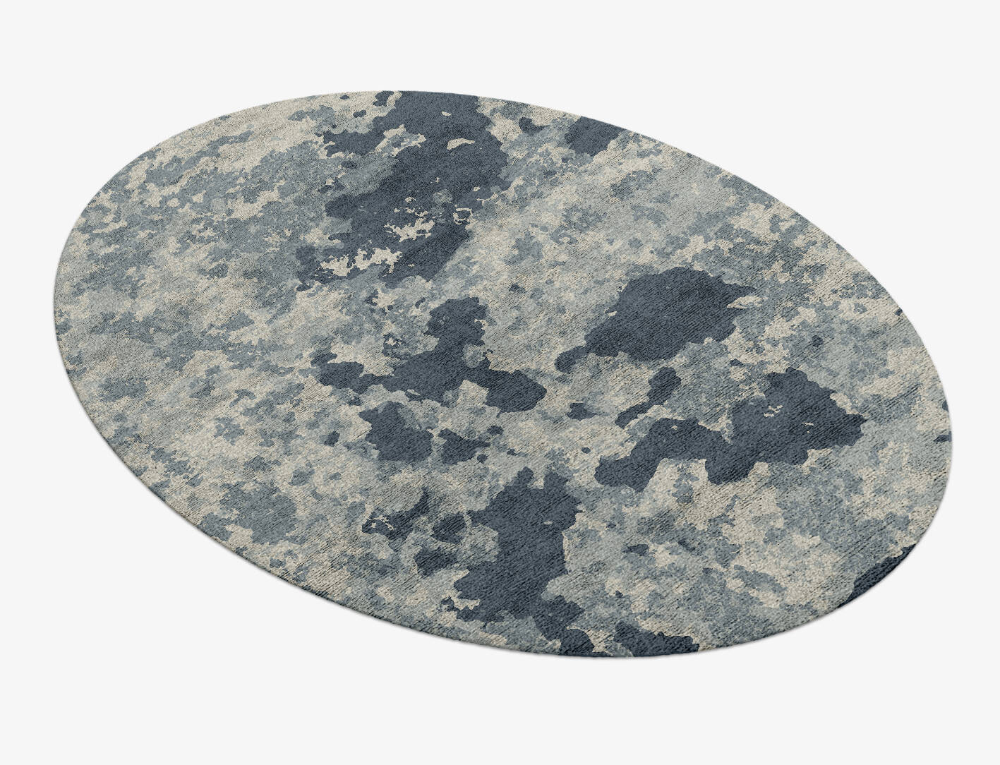 Black Hole Brush Strokes Oval Hand Knotted Bamboo Silk Custom Rug by Rug Artisan