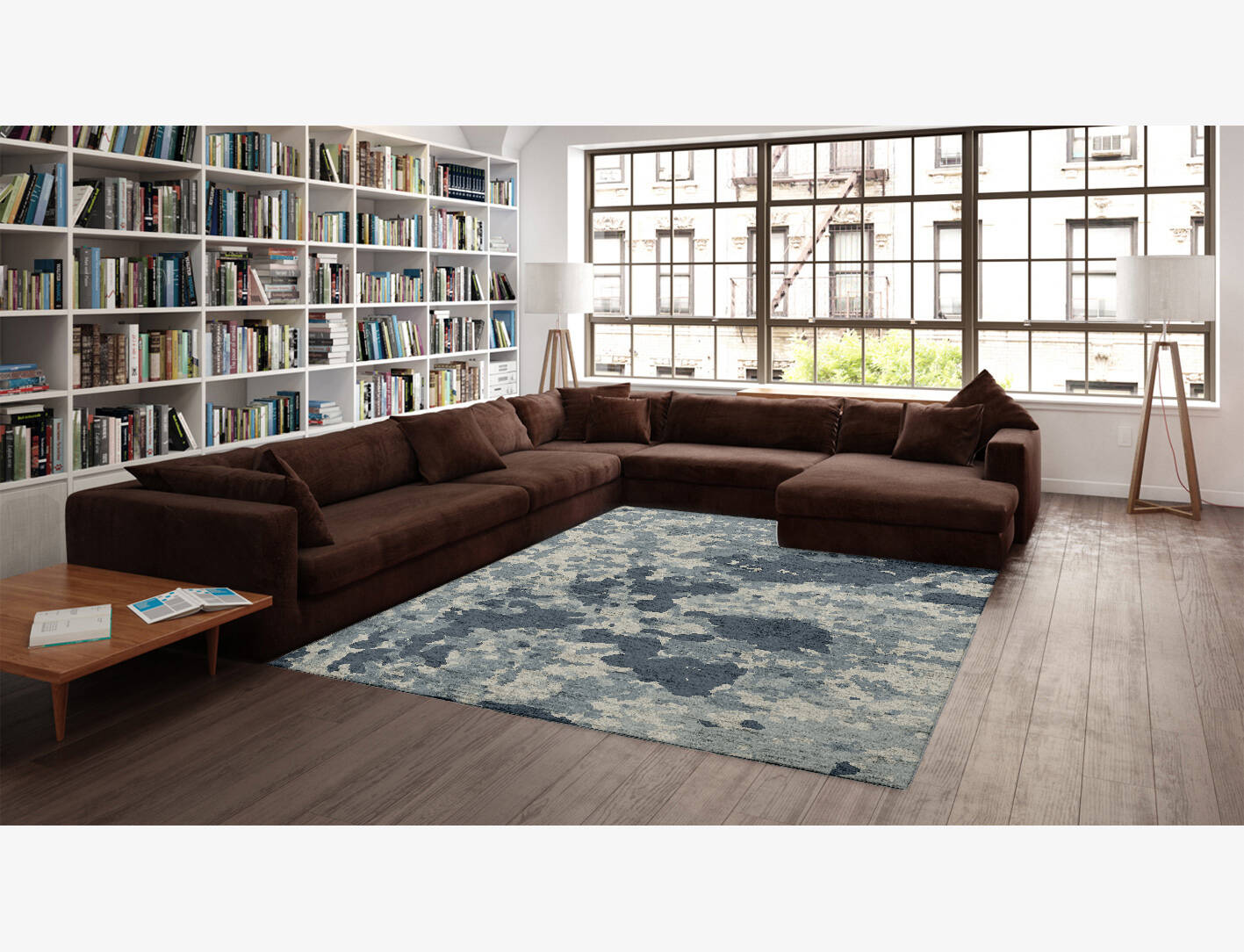 Black Hole Brush Strokes Rectangle Hand Knotted Bamboo Silk Custom Rug by Rug Artisan