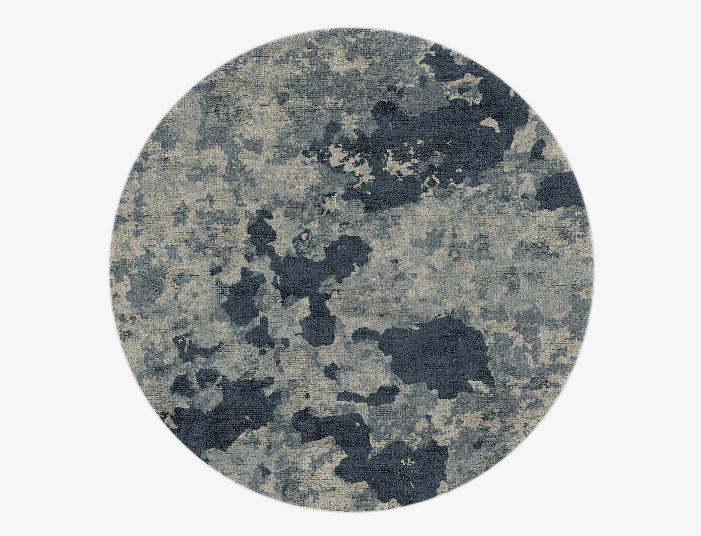 Black Hole Brush Strokes Round Hand Knotted Bamboo Silk Custom Rug by Rug Artisan
