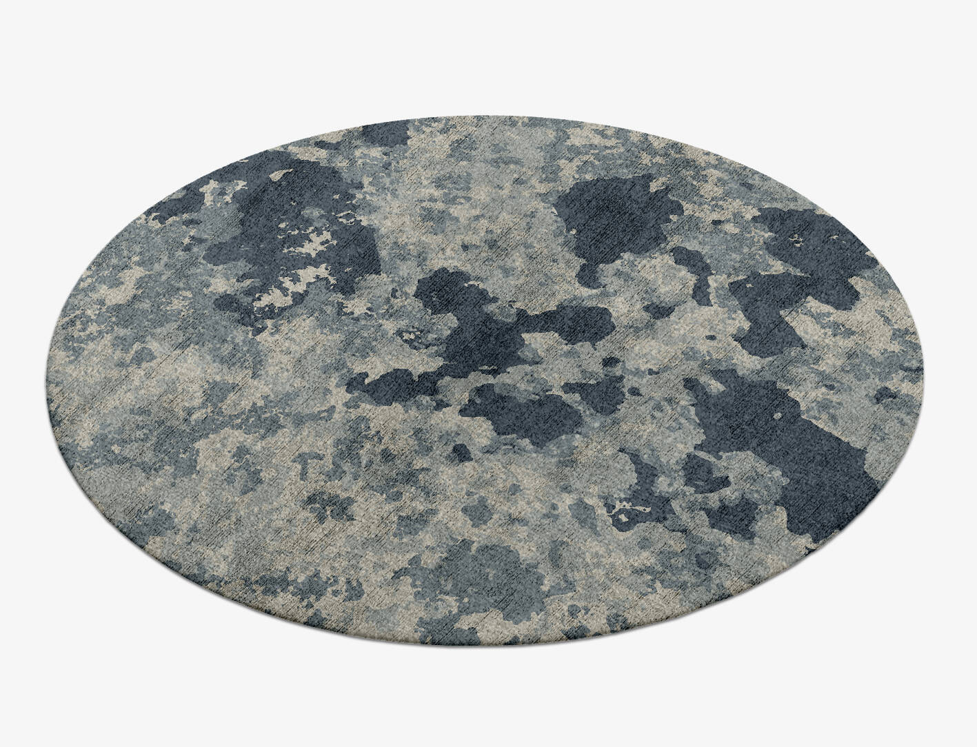 Black Hole Brush Strokes Round Hand Knotted Bamboo Silk Custom Rug by Rug Artisan