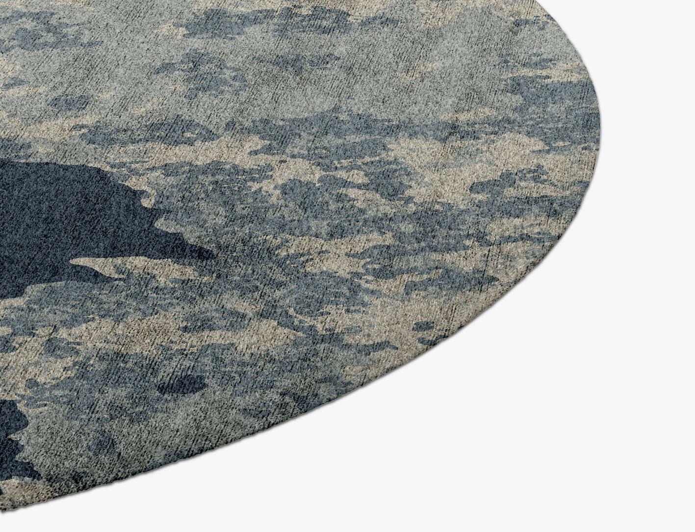 Black Hole Brush Strokes Round Hand Knotted Bamboo Silk Custom Rug by Rug Artisan