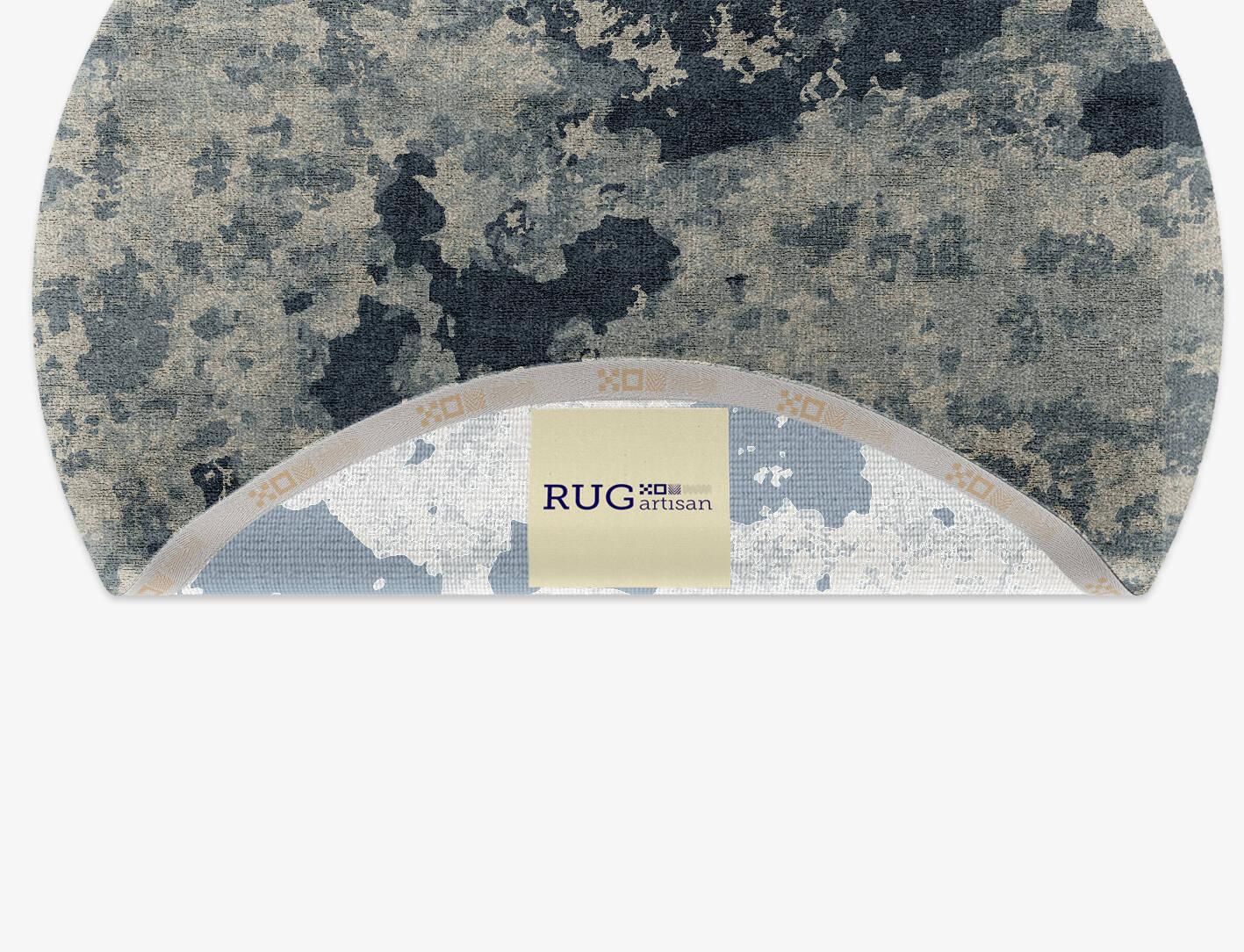 Black Hole Brush Strokes Round Hand Knotted Bamboo Silk Custom Rug by Rug Artisan