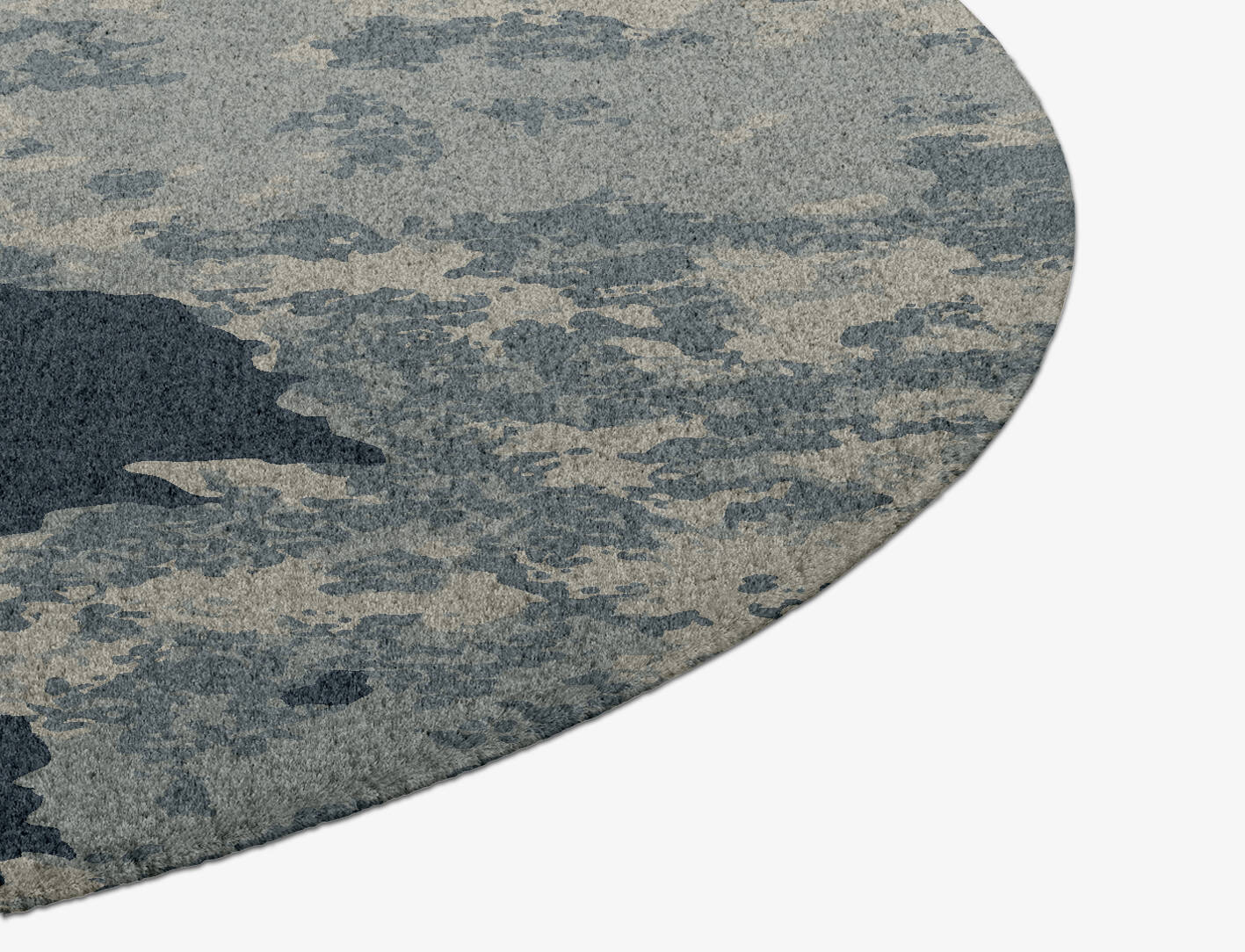 Black Hole Brush Strokes Round Hand Knotted Tibetan Wool Custom Rug by Rug Artisan