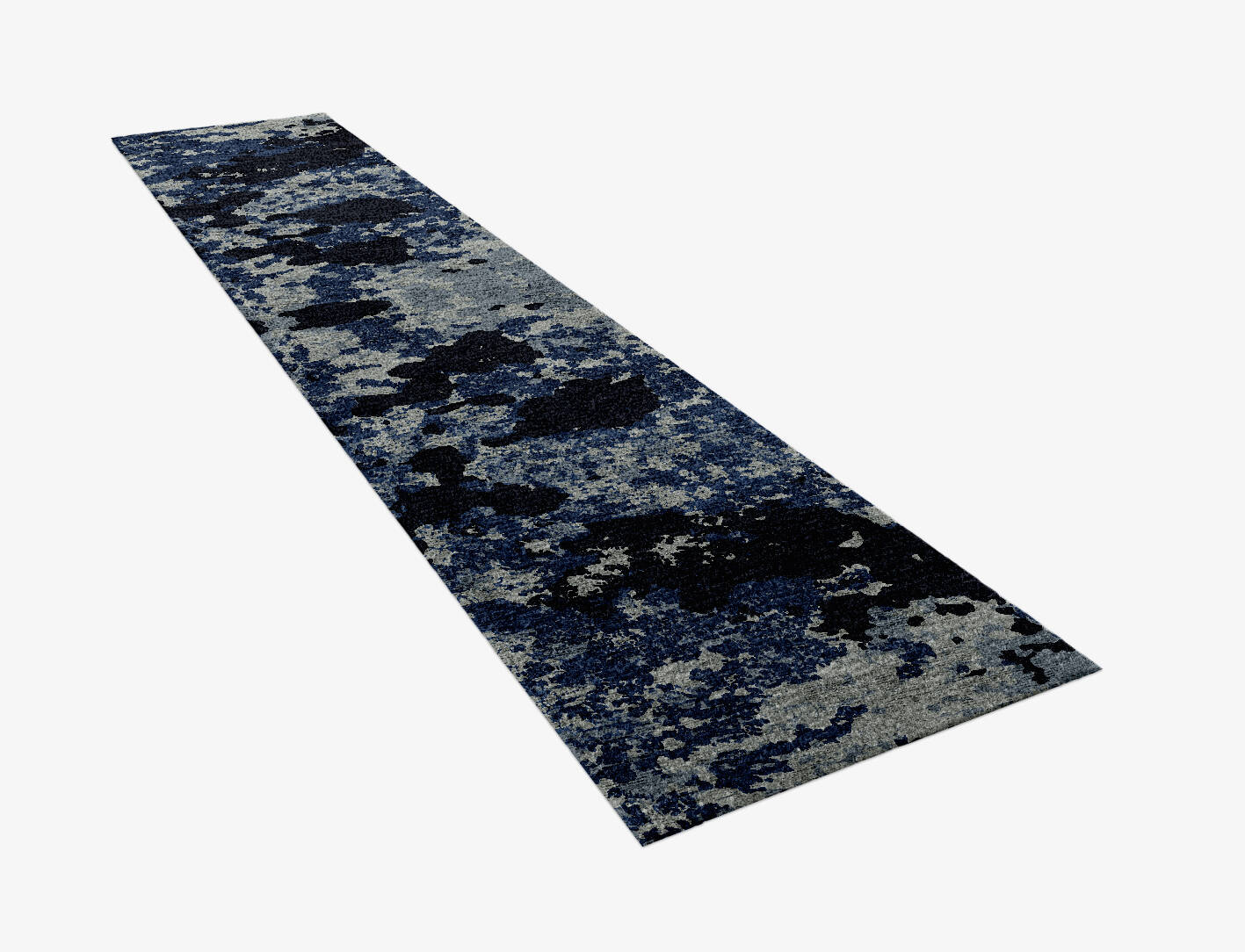 Black Hole Brush Strokes Runner Hand Knotted Bamboo Silk Custom Rug by Rug Artisan