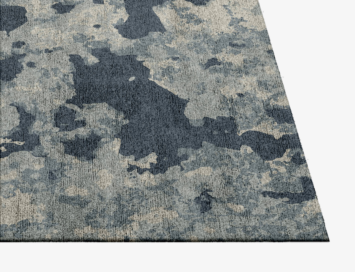 Black Hole Brush Strokes Square Hand Knotted Bamboo Silk Custom Rug by Rug Artisan