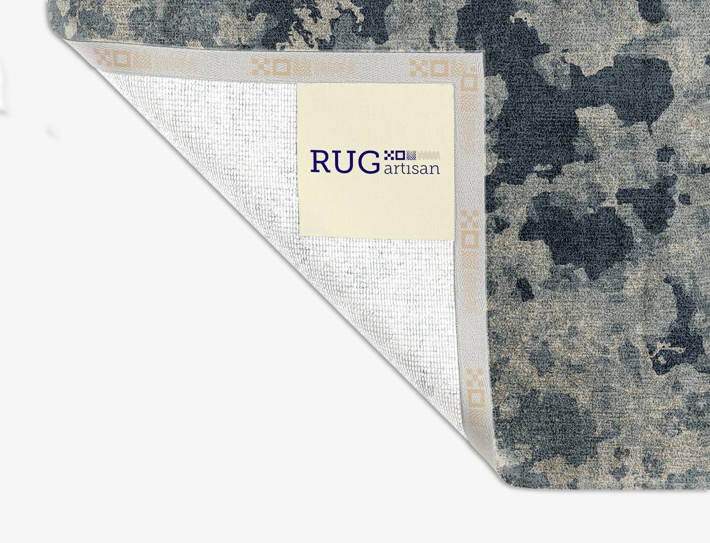 Black Hole Brush Strokes Square Hand Knotted Bamboo Silk Custom Rug by Rug Artisan