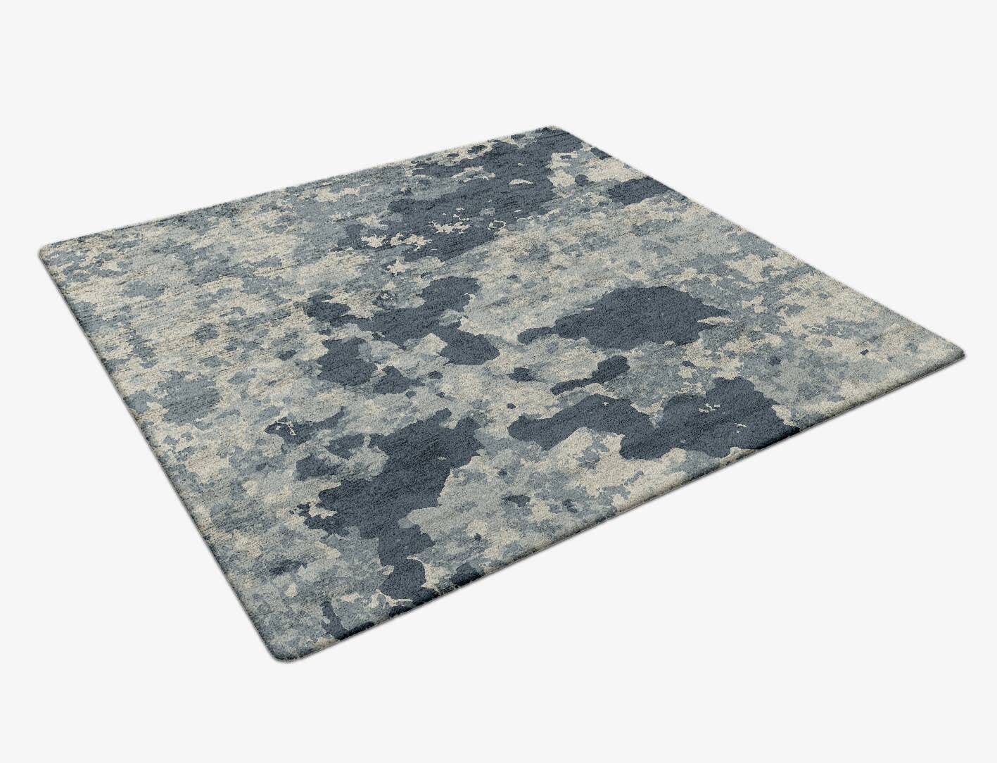 Black Hole Brush Strokes Square Hand Tufted Bamboo Silk Custom Rug by Rug Artisan