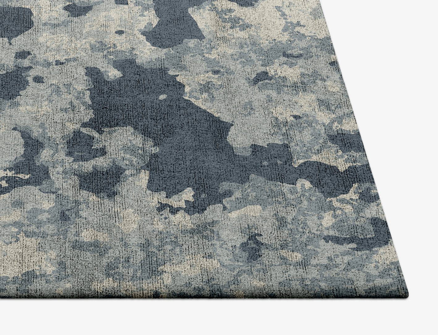 Black Hole Brush Strokes Square Hand Tufted Bamboo Silk Custom Rug by Rug Artisan