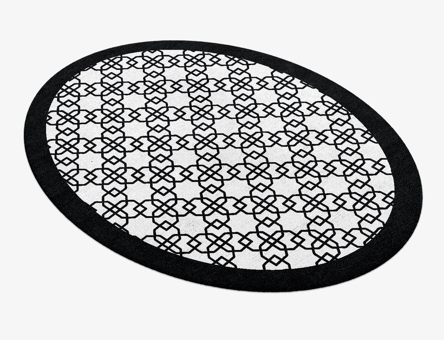 Black Symmetry Monochrome Oval Hand Knotted Bamboo Silk Custom Rug by Rug Artisan