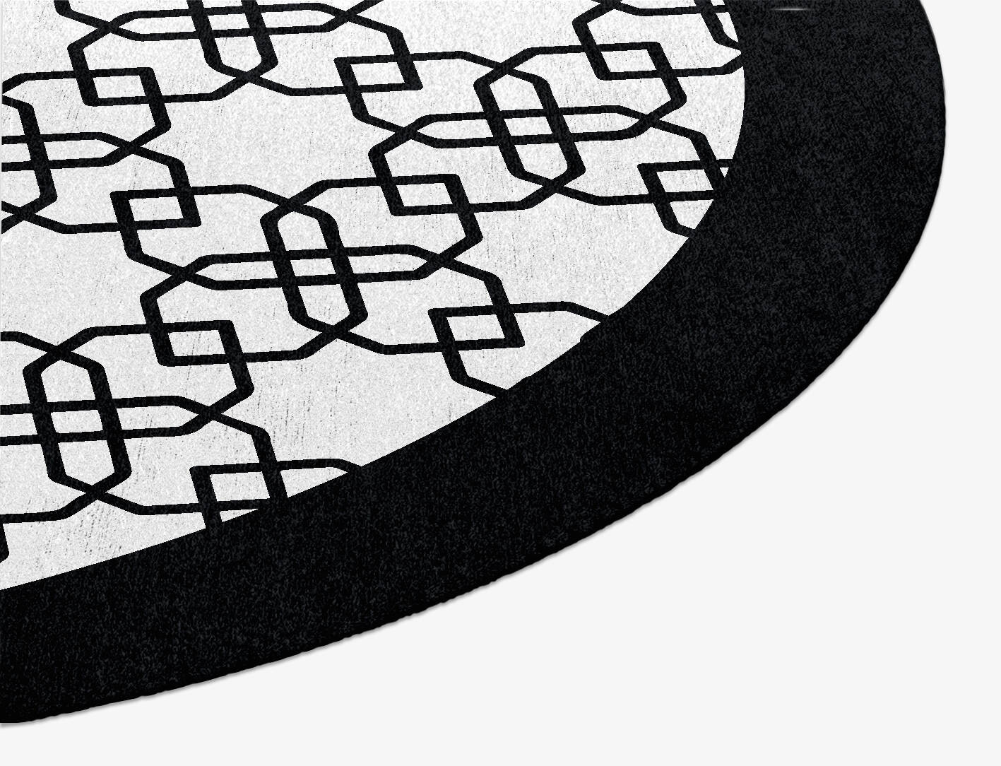 Black Symmetry Monochrome Oval Hand Knotted Bamboo Silk Custom Rug by Rug Artisan