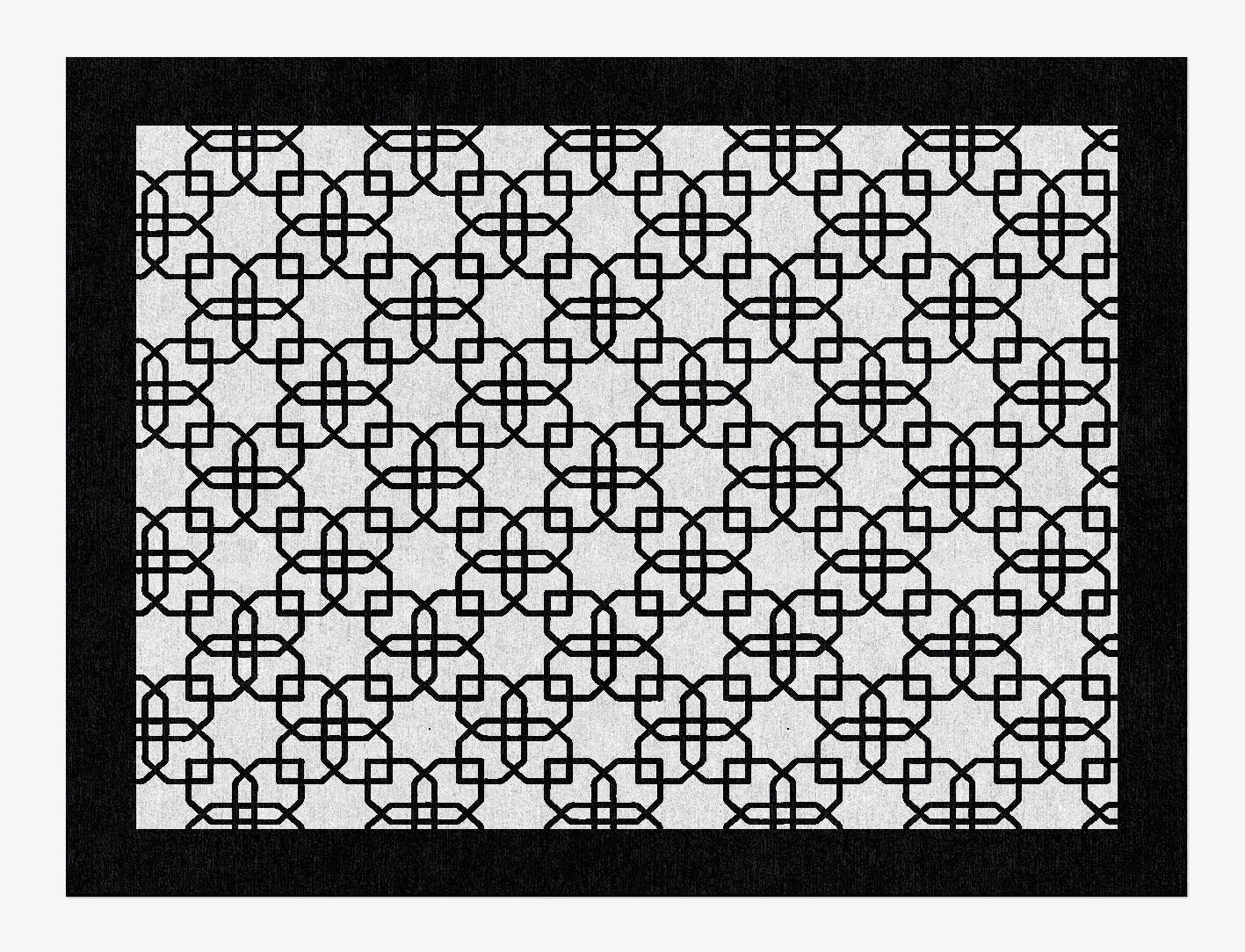 Black Symmetry Monochrome Rectangle Hand Knotted Tibetan Wool Custom Rug by Rug Artisan
