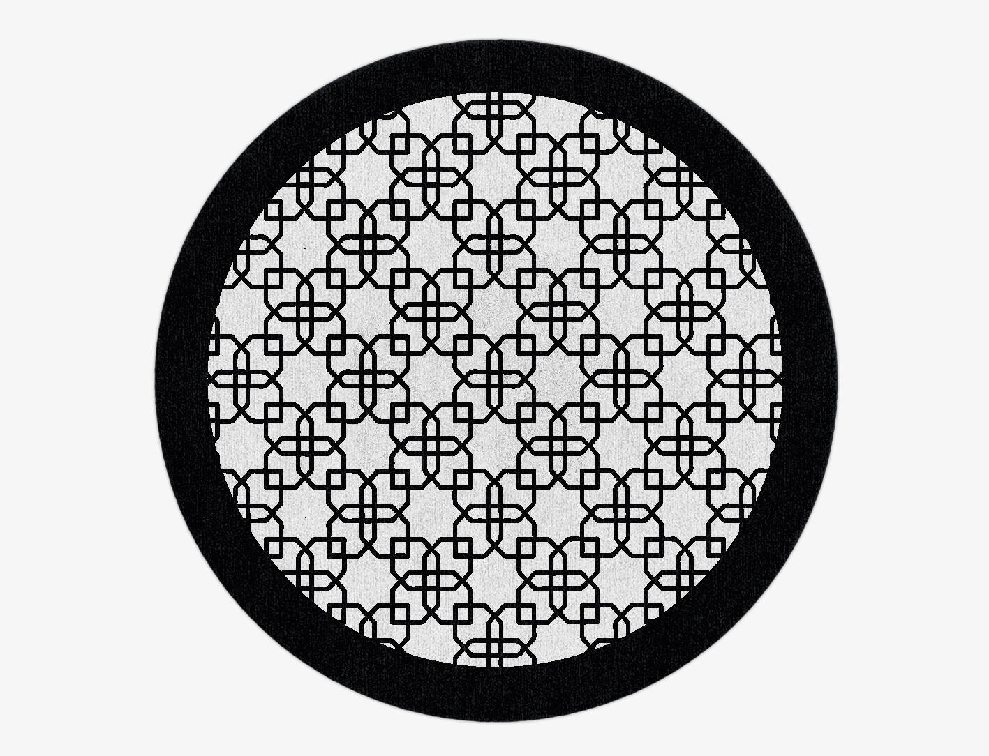 Black Symmetry Monochrome Round Hand Knotted Tibetan Wool Custom Rug by Rug Artisan