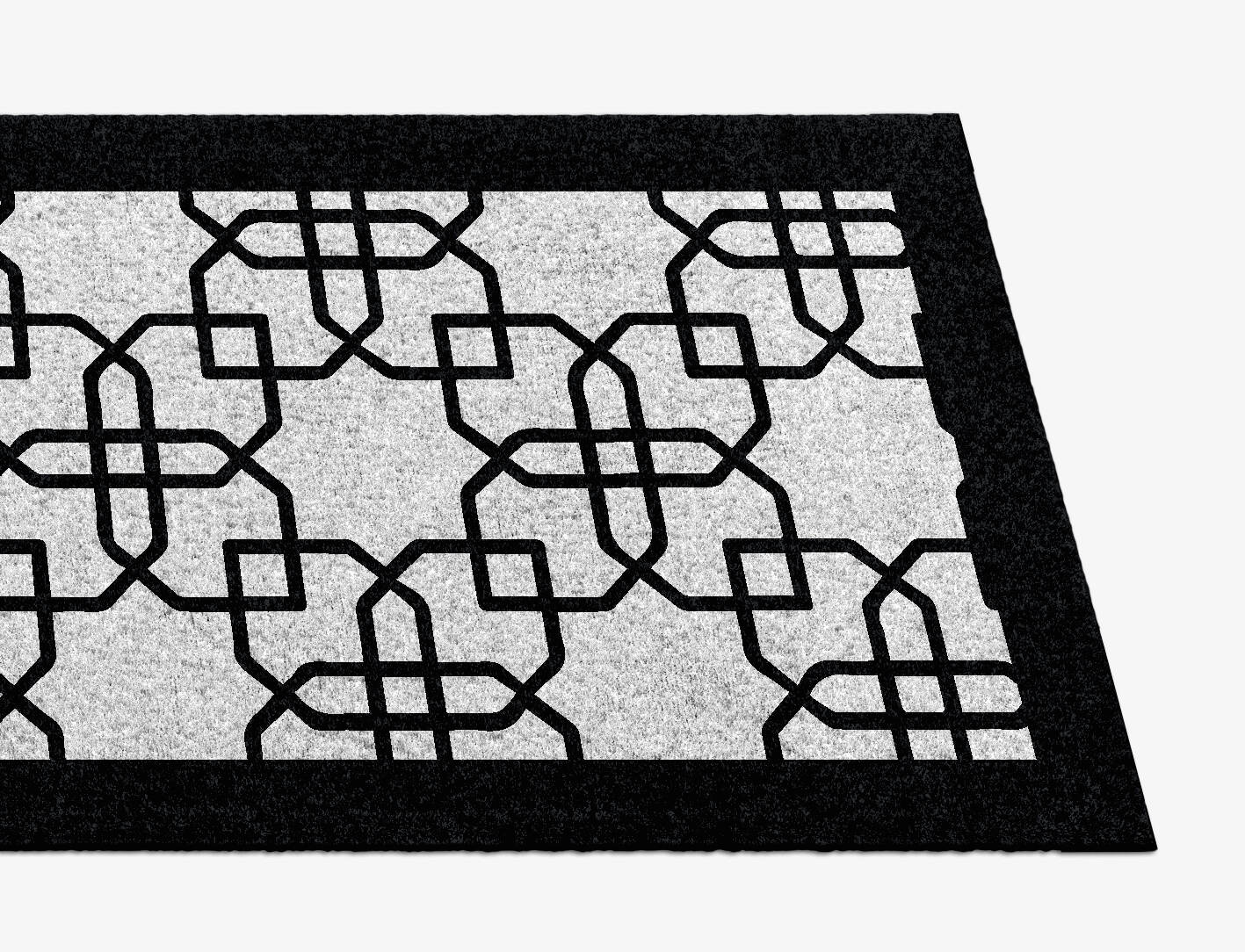Black Symmetry Monochrome Runner Hand Knotted Bamboo Silk Custom Rug by Rug Artisan