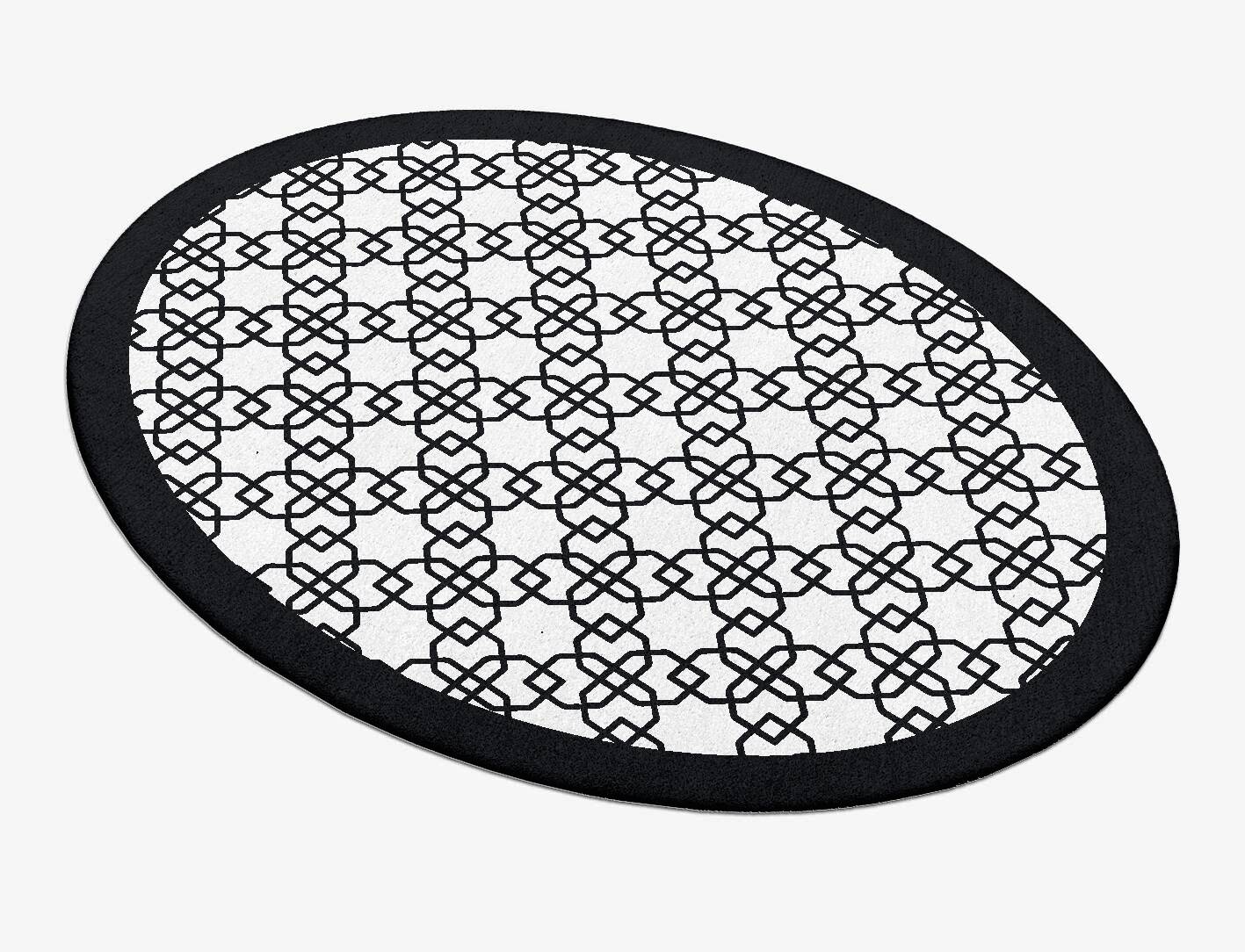 Black Symmetry Monochrome Oval Hand Tufted Pure Wool Custom Rug by Rug Artisan