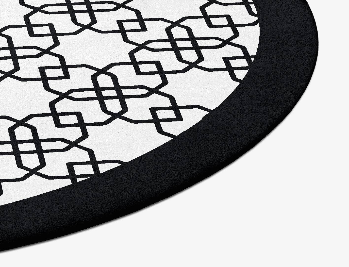 Black Symmetry Monochrome Oval Hand Tufted Pure Wool Custom Rug by Rug Artisan